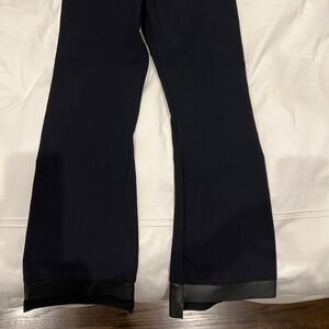Elaine Kim Black faux leather trim pants